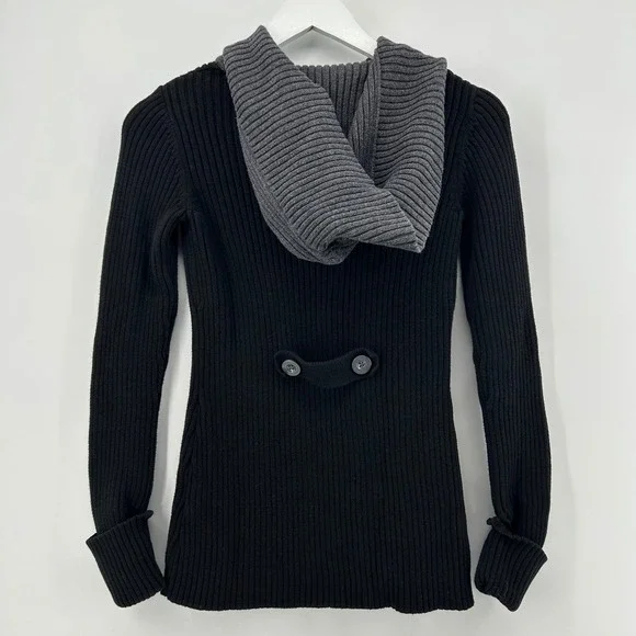 Y2K Goth Calvin Klein Ribbed Knit Hoodie Jacket Cyber Punk Sweater S - Picture 7 of 14